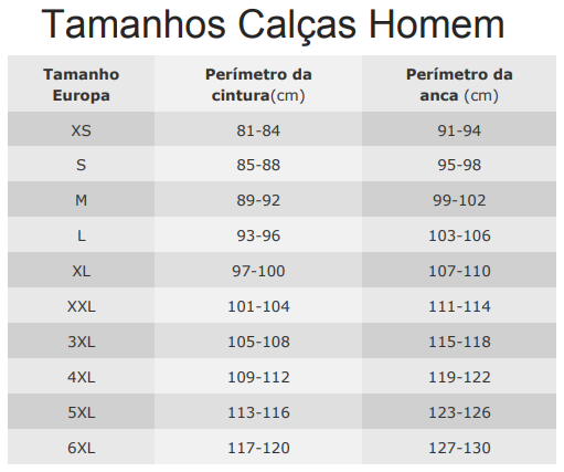 Tamanhos